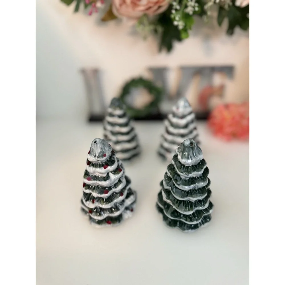Vintage Snowy Evergreen Ceramic 4